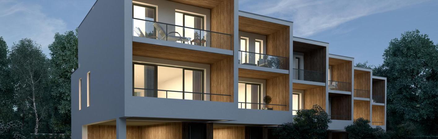 Stimmungsbild, StadthausTownhouses am AbendSymbolbild,  PaXabsolut 4